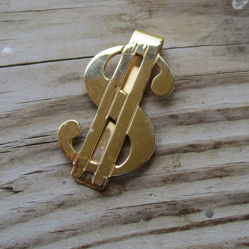 Vintage GoldTone  Dollar Sign Money Clip